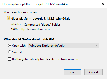 The Opening dialog box opens automatically.